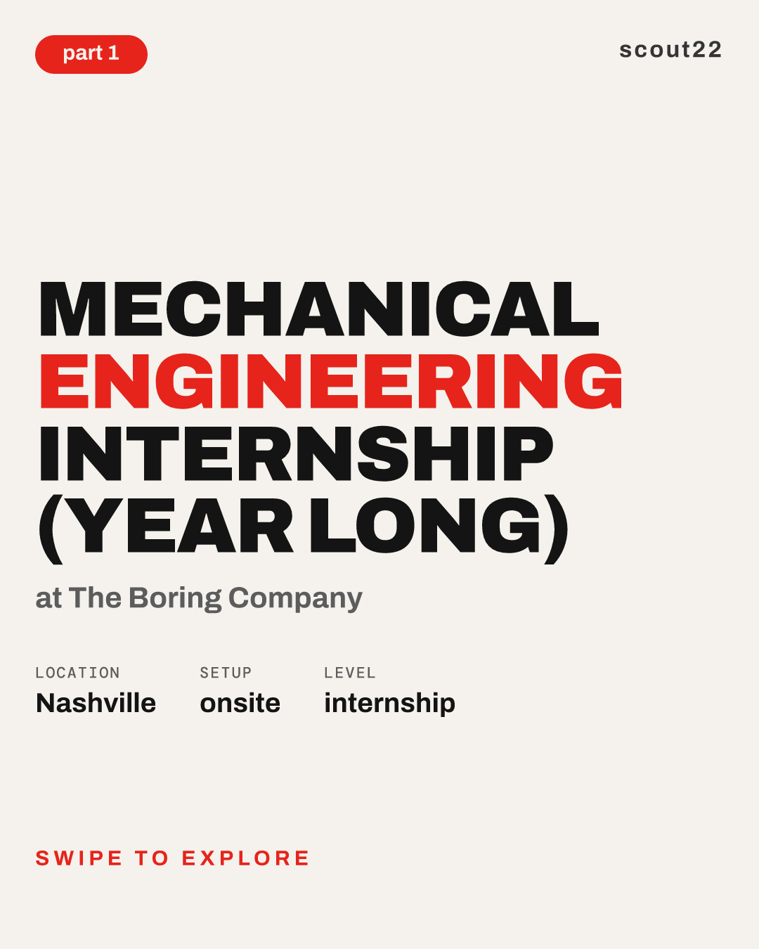 Mechanical Engineering Internship (Year Long) at The Boring Company