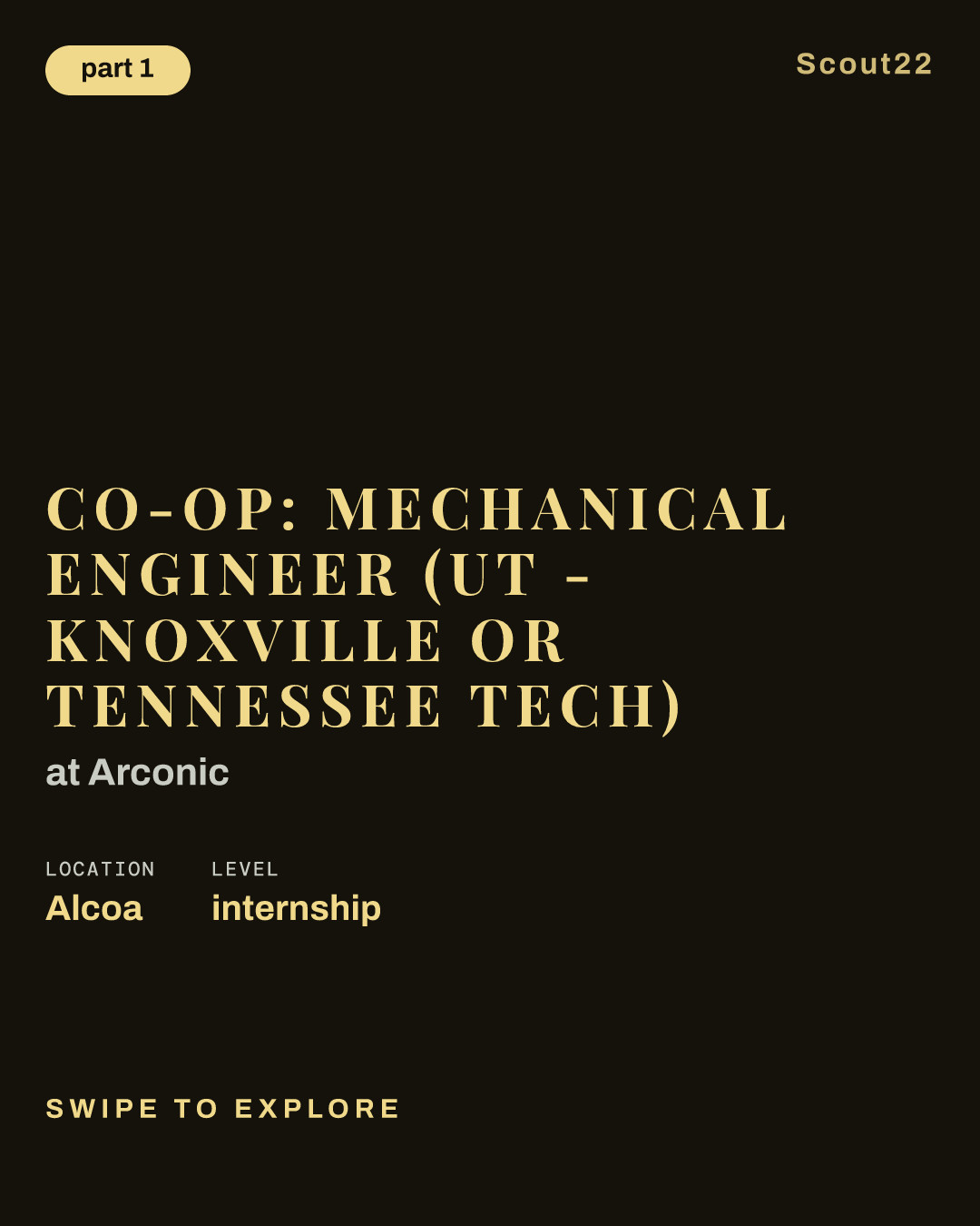 Co-Op: Mechanical Engineer (UT - Knoxville or Tennessee Tech) at Arconic