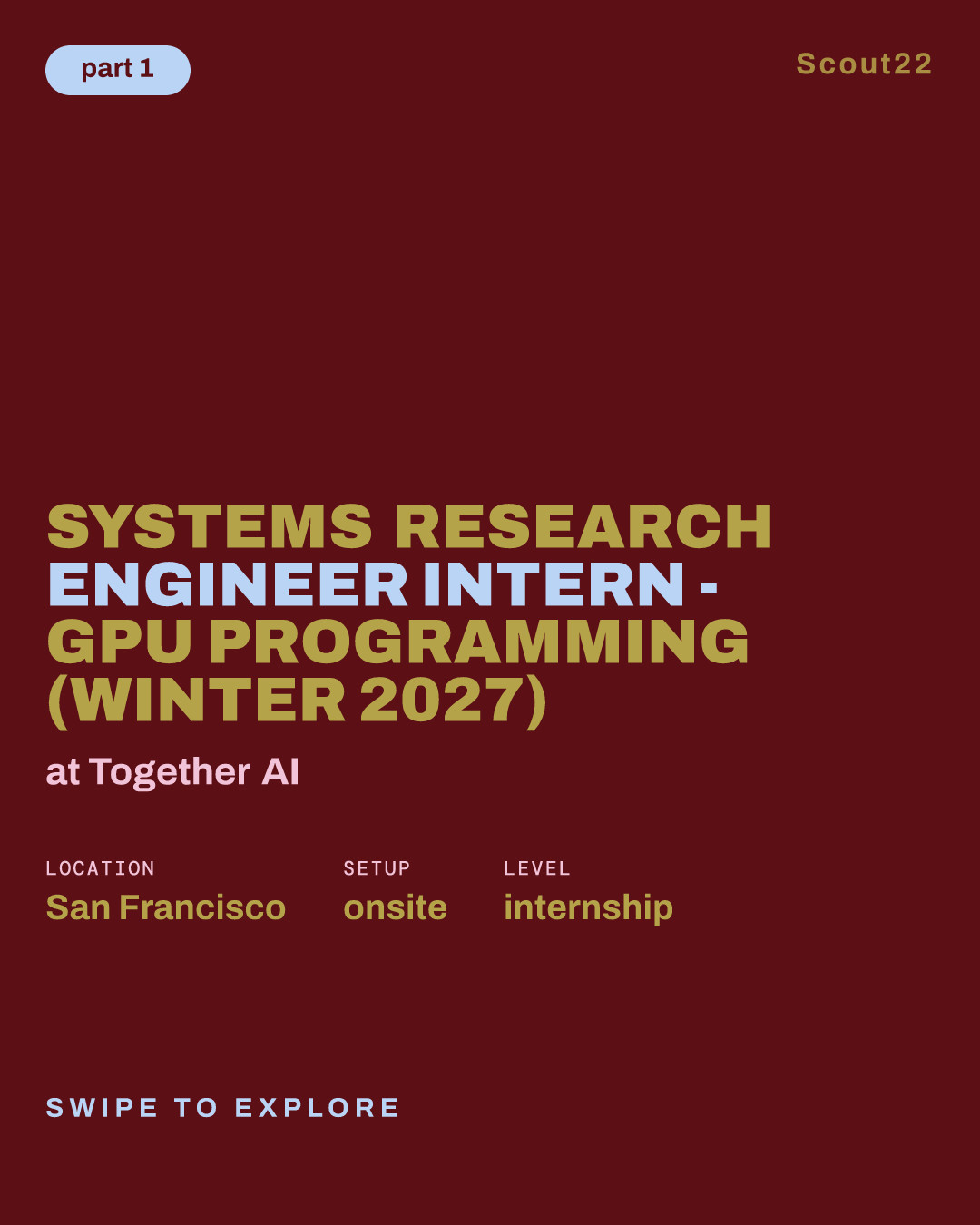 Systems Research Engineer Intern - GPU Programming (Winter 2027) at Together AI