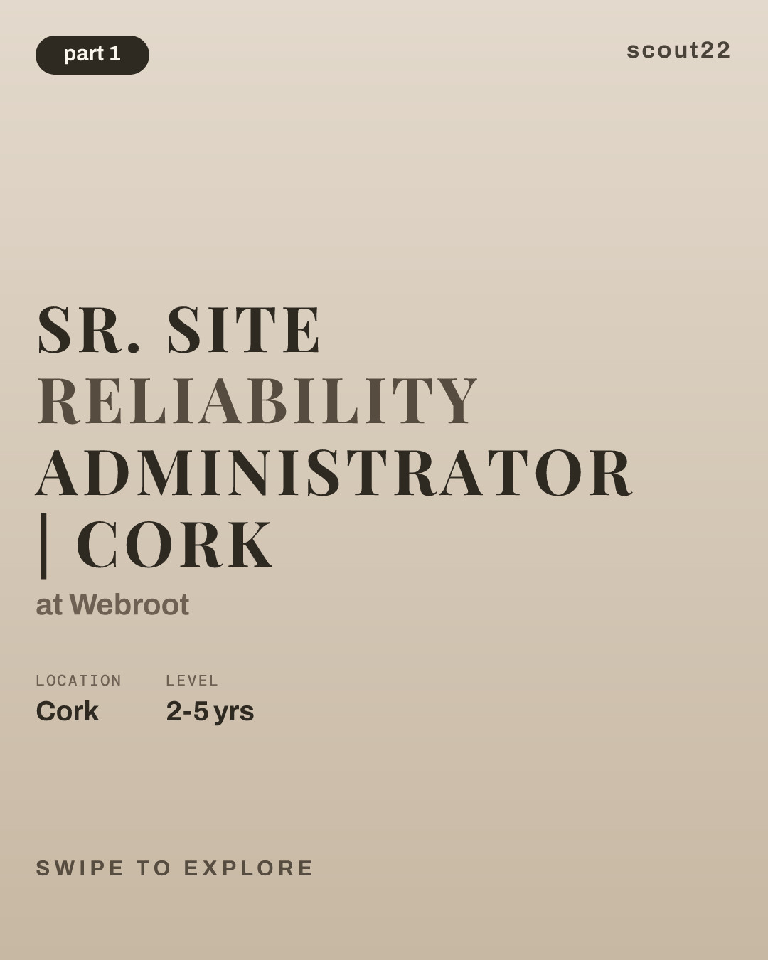 Sr. Site Reliability Administrator | Cork at Webroot