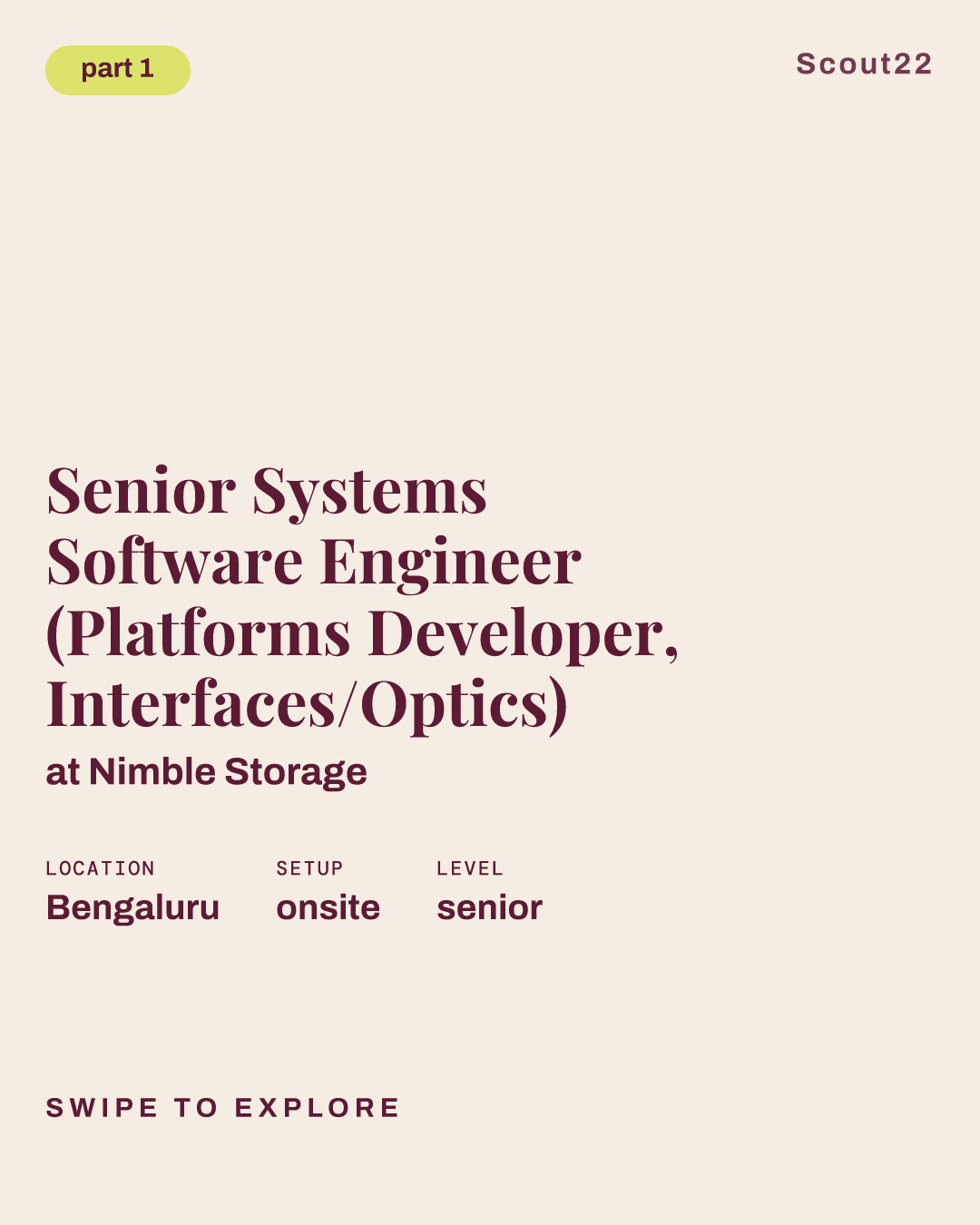 Senior Systems Software Engineer (Platforms Developer, Interfaces/Optics) at Nimble Storage