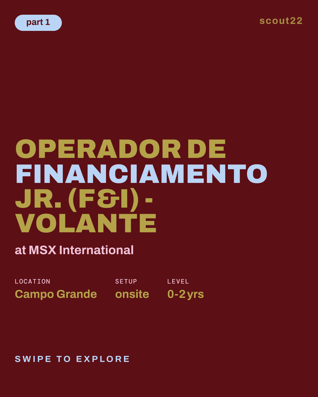 Operador de Financiamento Jr. (F&I) - Volante at MSX International