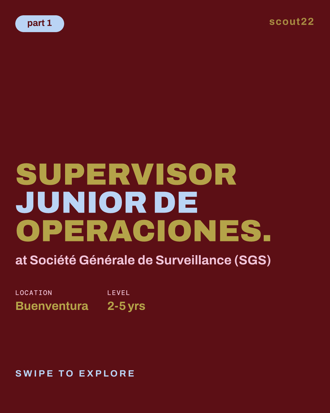 SUPERVISOR JUNIOR DE OPERACIONES. at Société Générale de Surveillance (SGS)