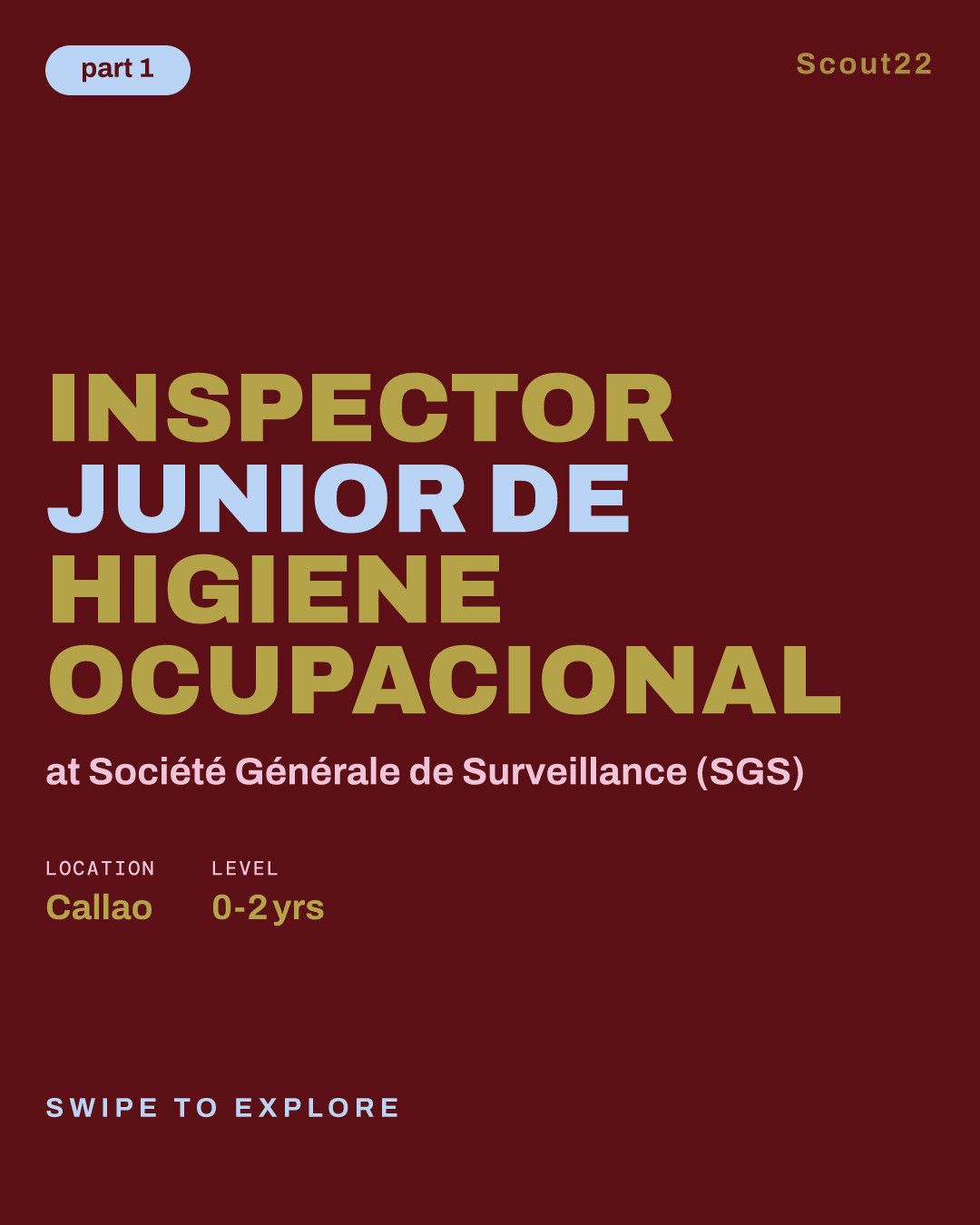 Inspector Junior de Higiene Ocupacional at Société Générale de Surveillance (SGS)