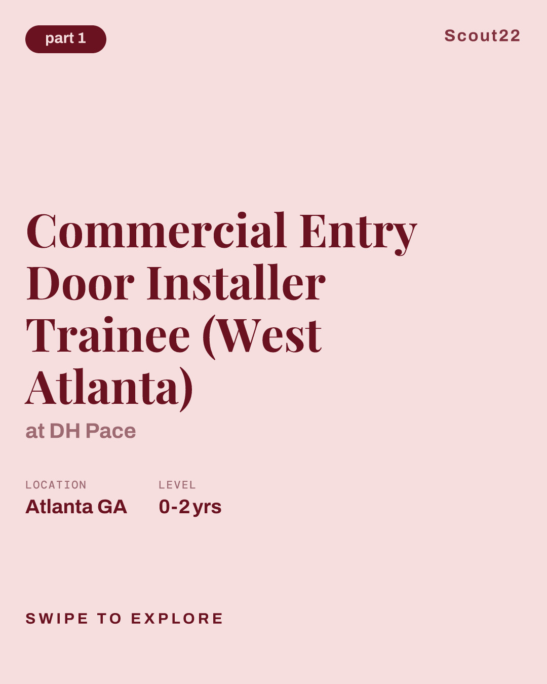 Commercial Entry Door Installer Trainee (West Atlanta) at DH Pace