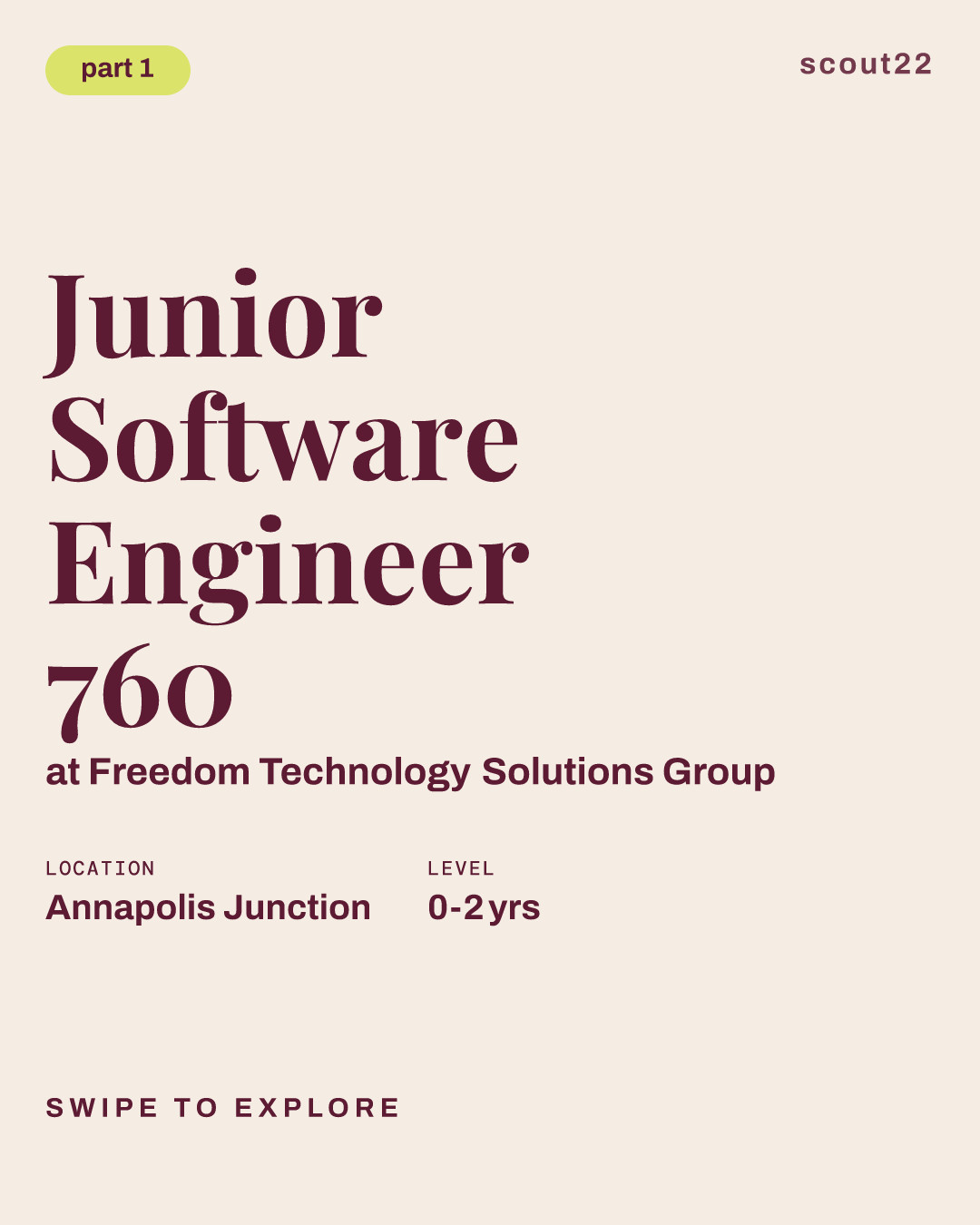 Junior Software Engineer 760 at Freedom Technology Solutions Group