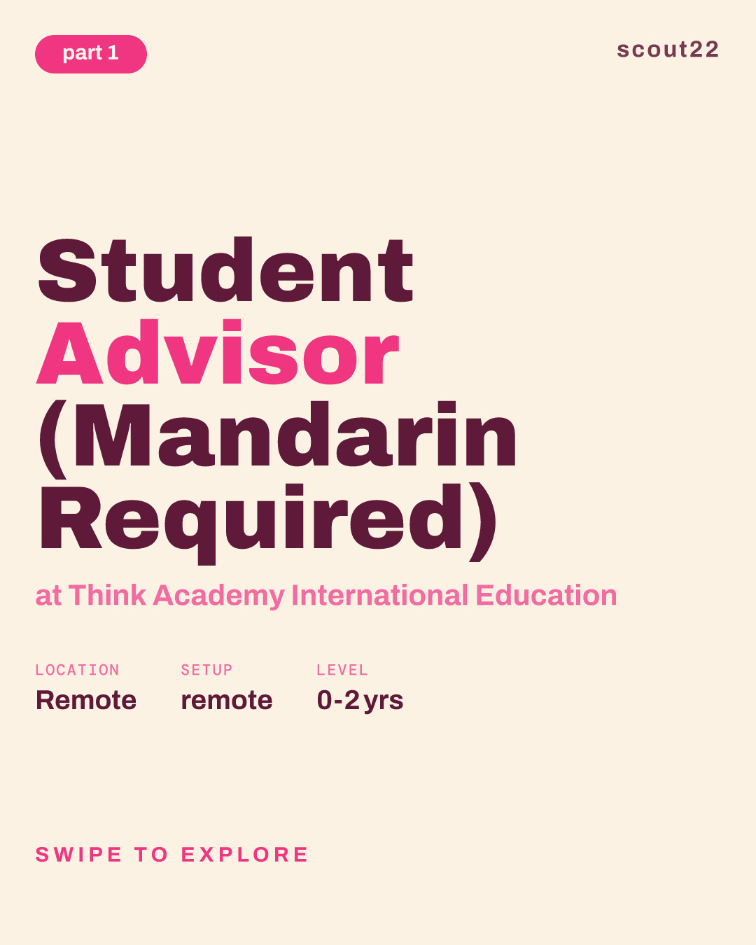 Student Advisor (Mandarin Required) at Think Academy International Education