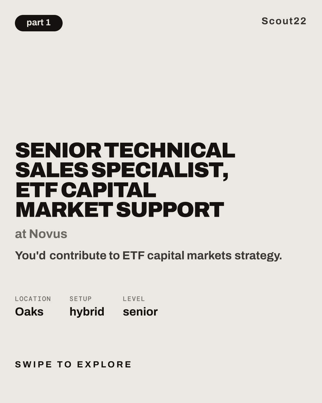 Senior Technical Sales Specialist, ETF Capital Market Support at Novus