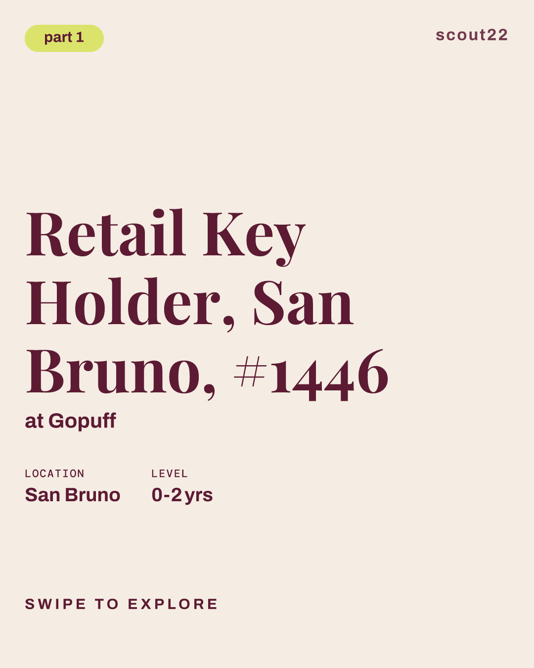 Retail Key Holder, San Bruno, #1446 at Gopuff