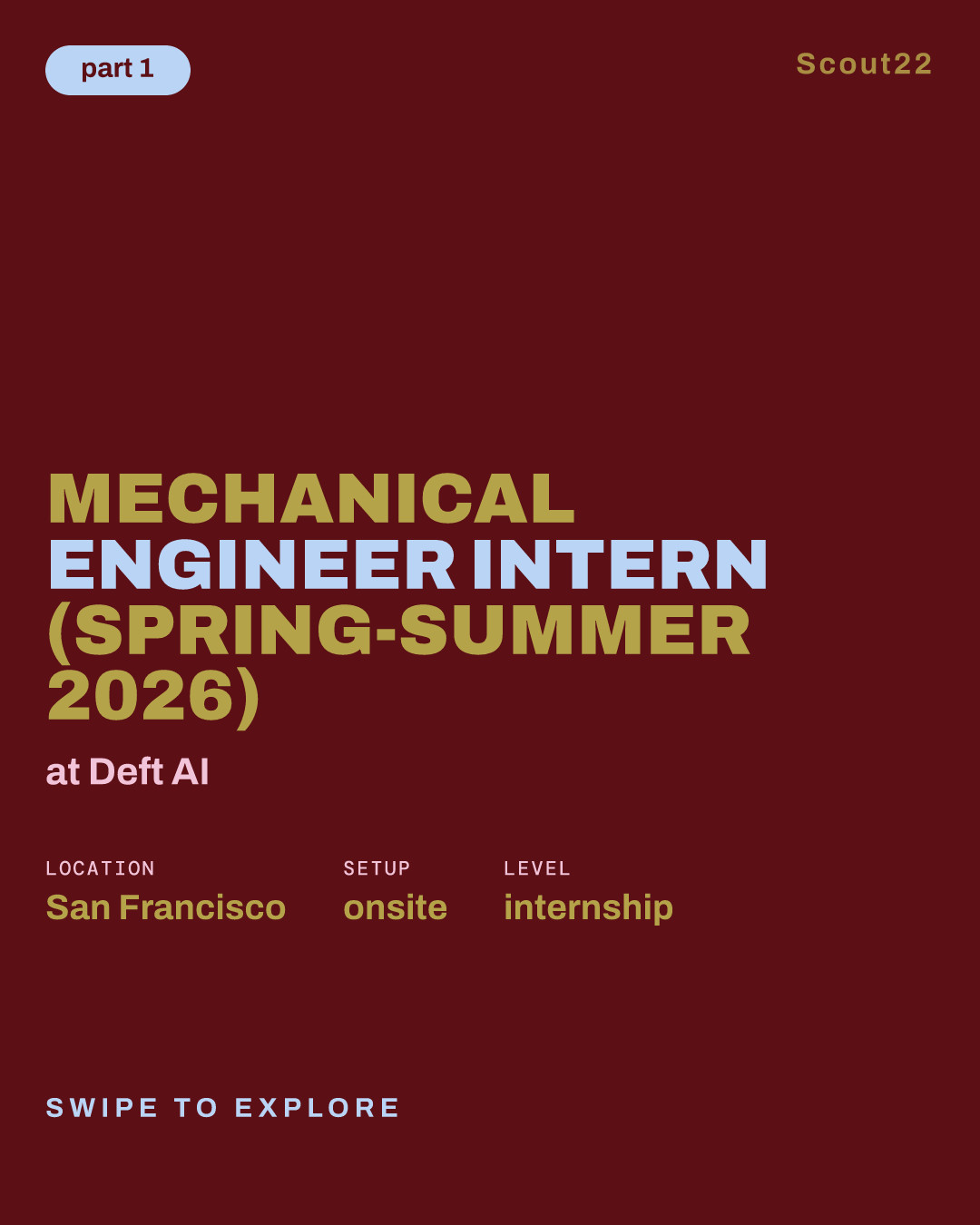 Mechanical Engineer Intern (Spring-Summer 2026) at Deft AI