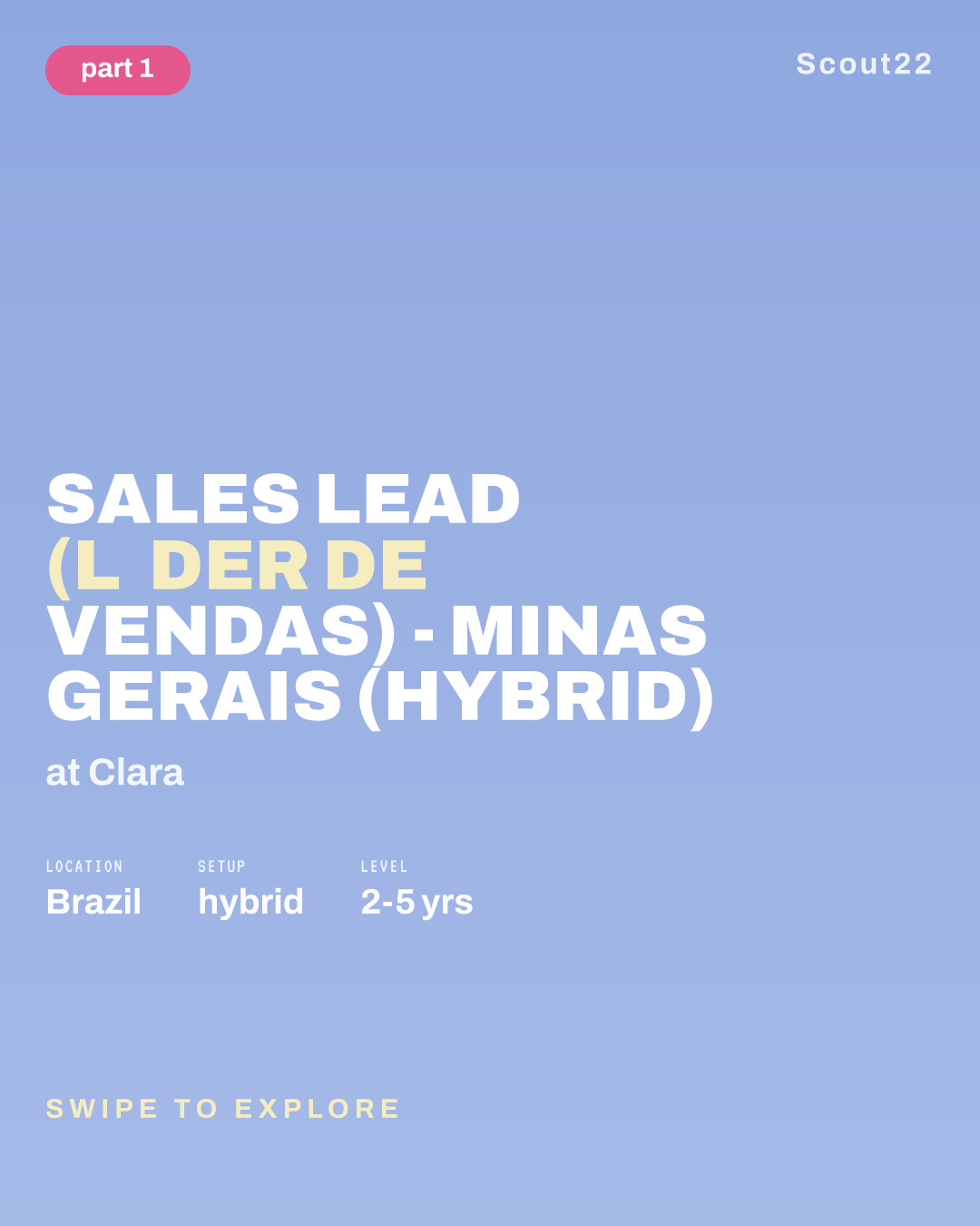 Sales Lead (Líder de Vendas) - Minas Gerais (Hybrid) at Clara