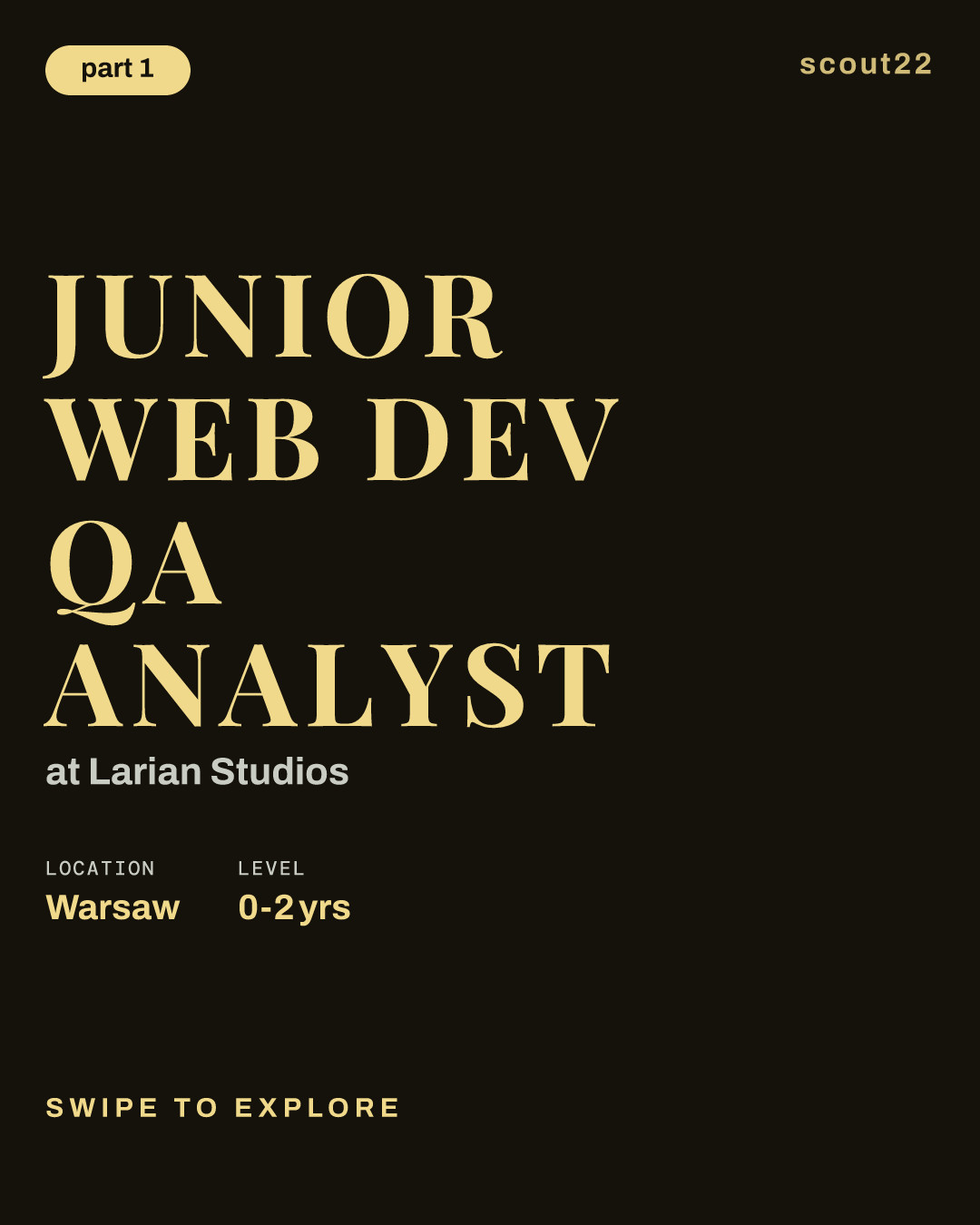 Junior Web Dev QA Analyst at Larian Studios