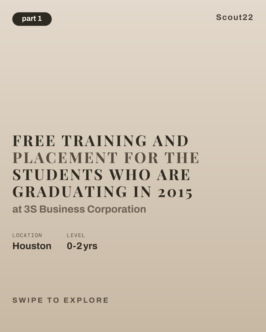 Free Training and Placement for the students who are graduating in 2015 at 3S Business Corporation