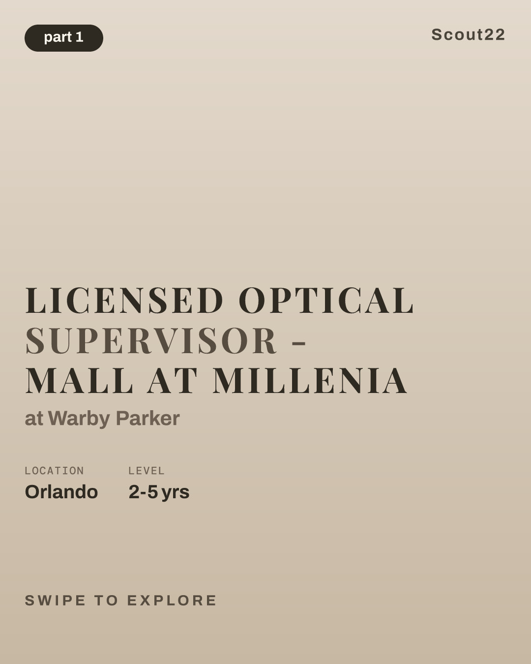 Licensed Optical Supervisor - Mall at Millenia at Warby Parker