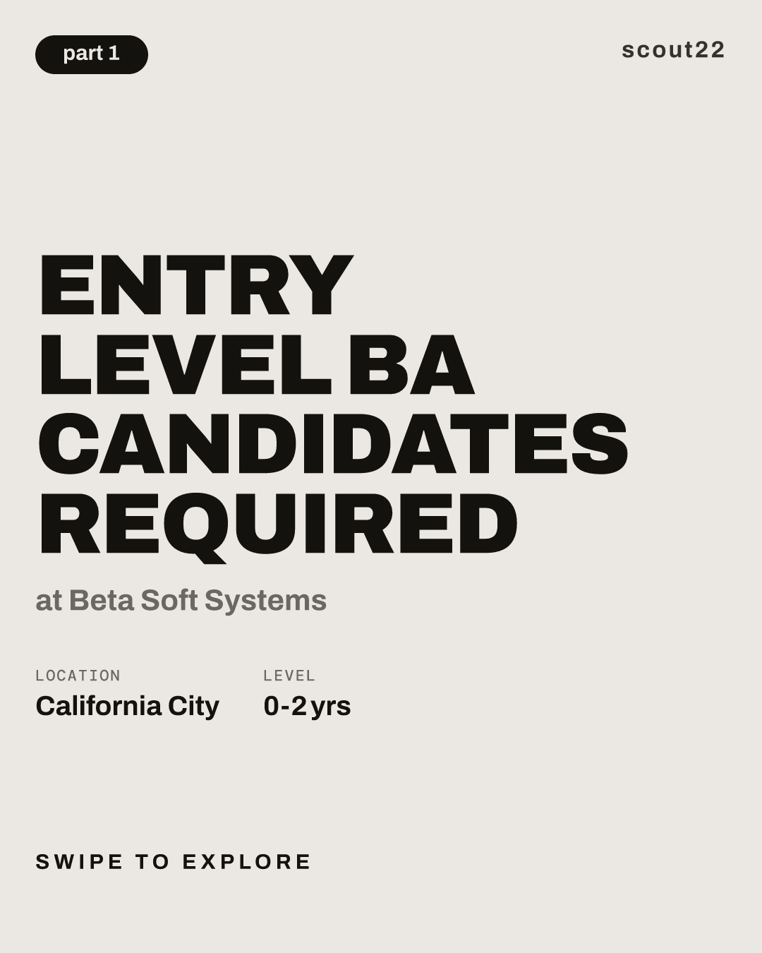 Entry level BA candidates required at Beta Soft Systems