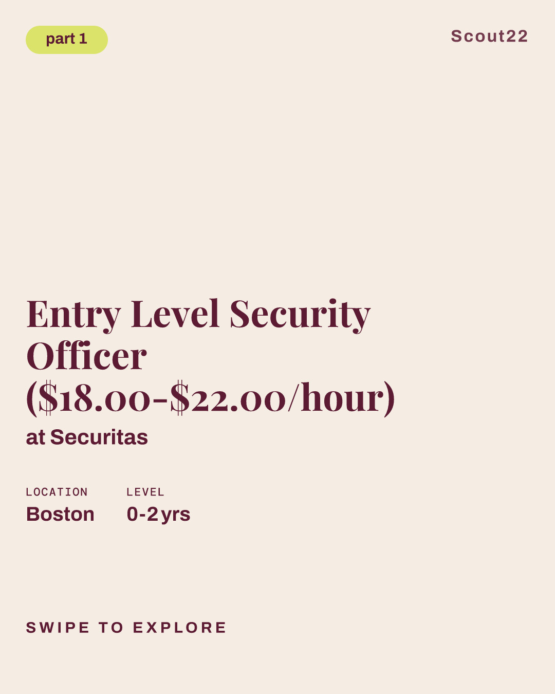 Entry Level Security Officer ($18.00-$22.00/hour) at Securitas
