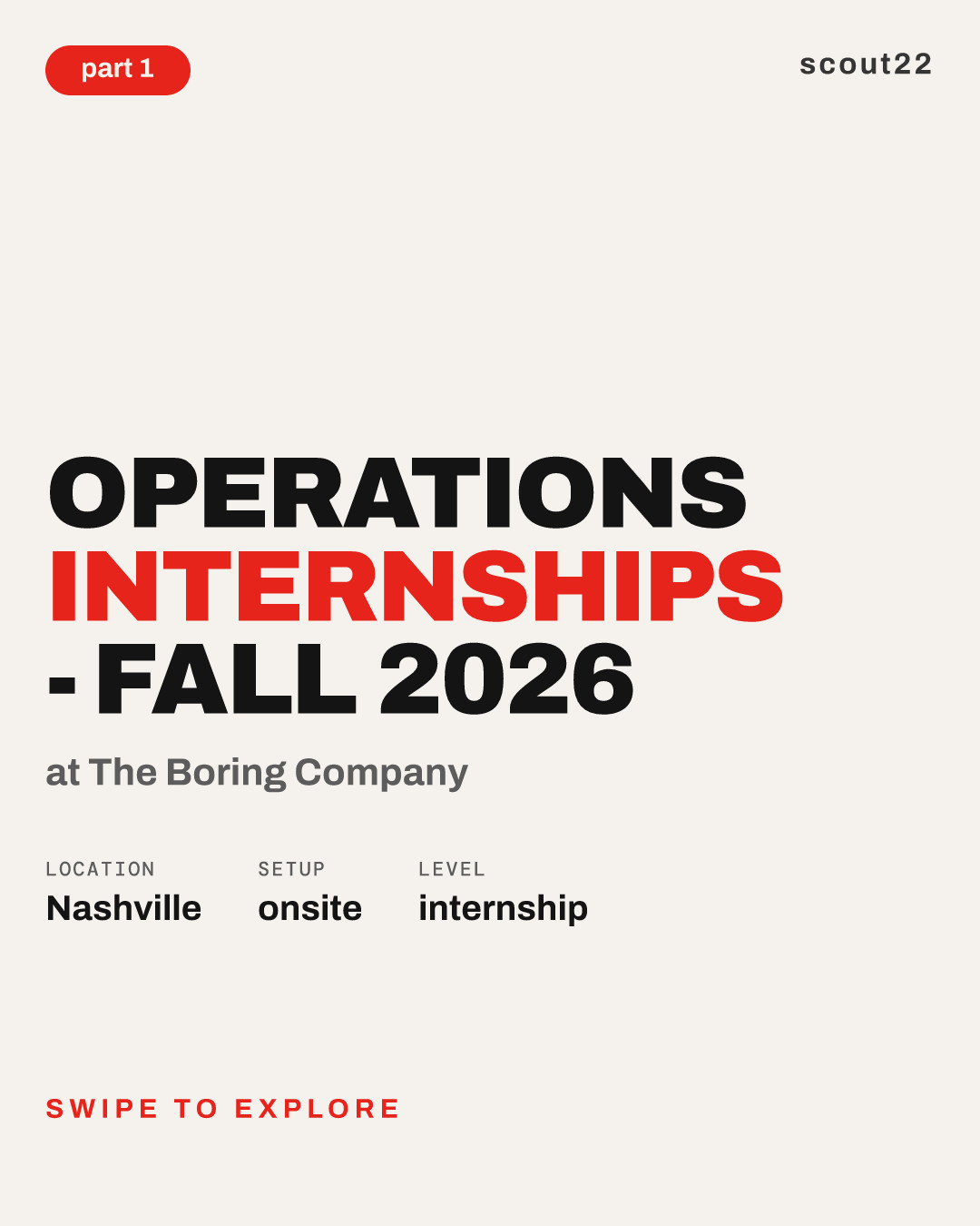 Operations Internships - Fall 2026 at The Boring Company