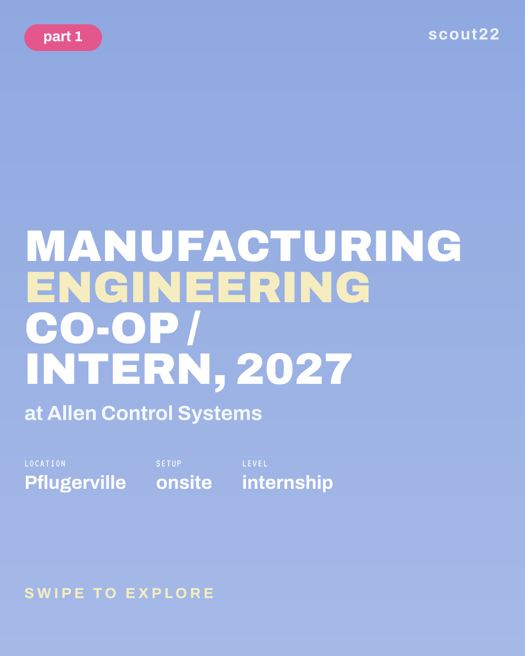Manufacturing Engineering Co-op / Intern, 2027 at Allen Control Systems