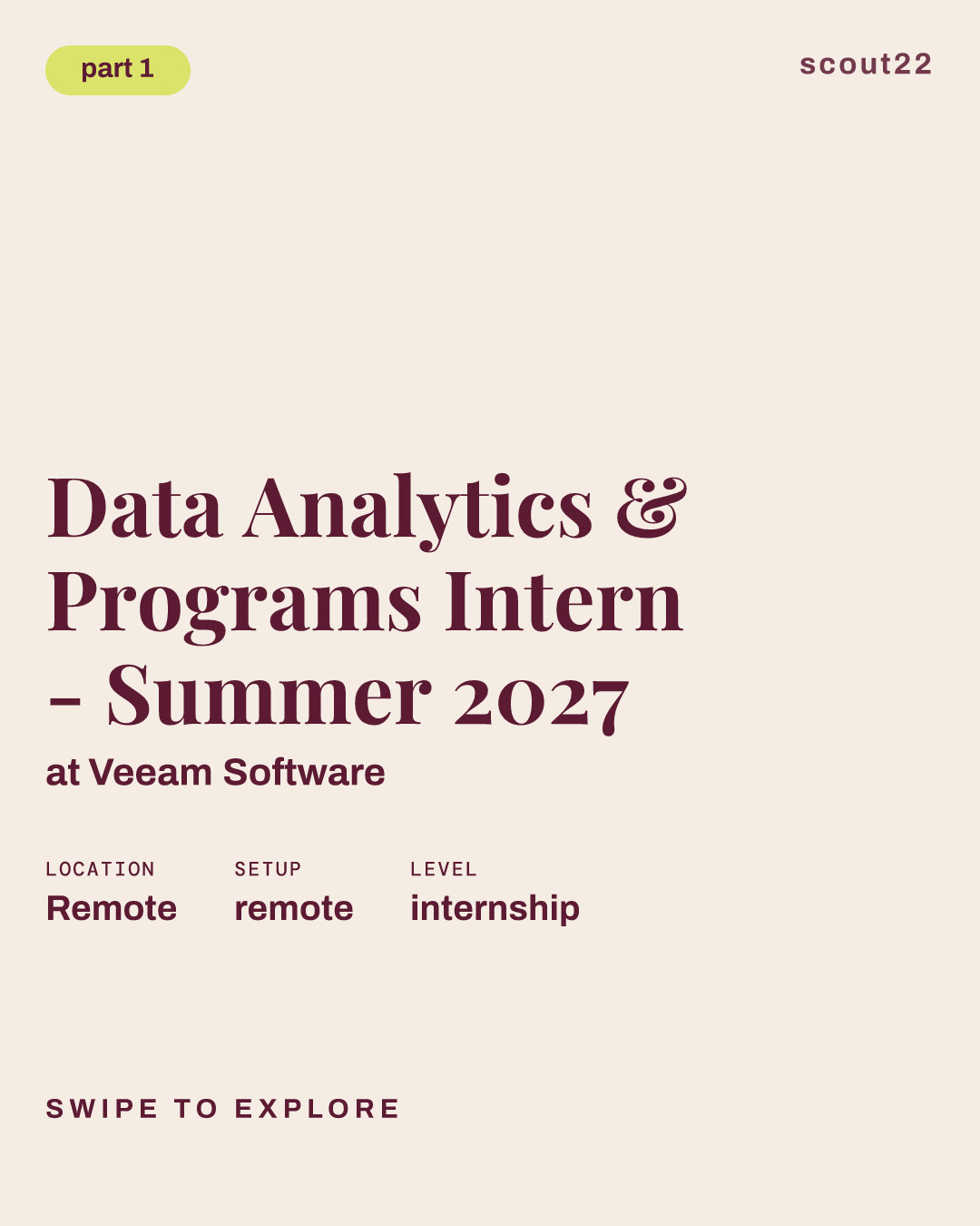 Data Analytics & Programs Intern - Summer 2027 at Veeam Software