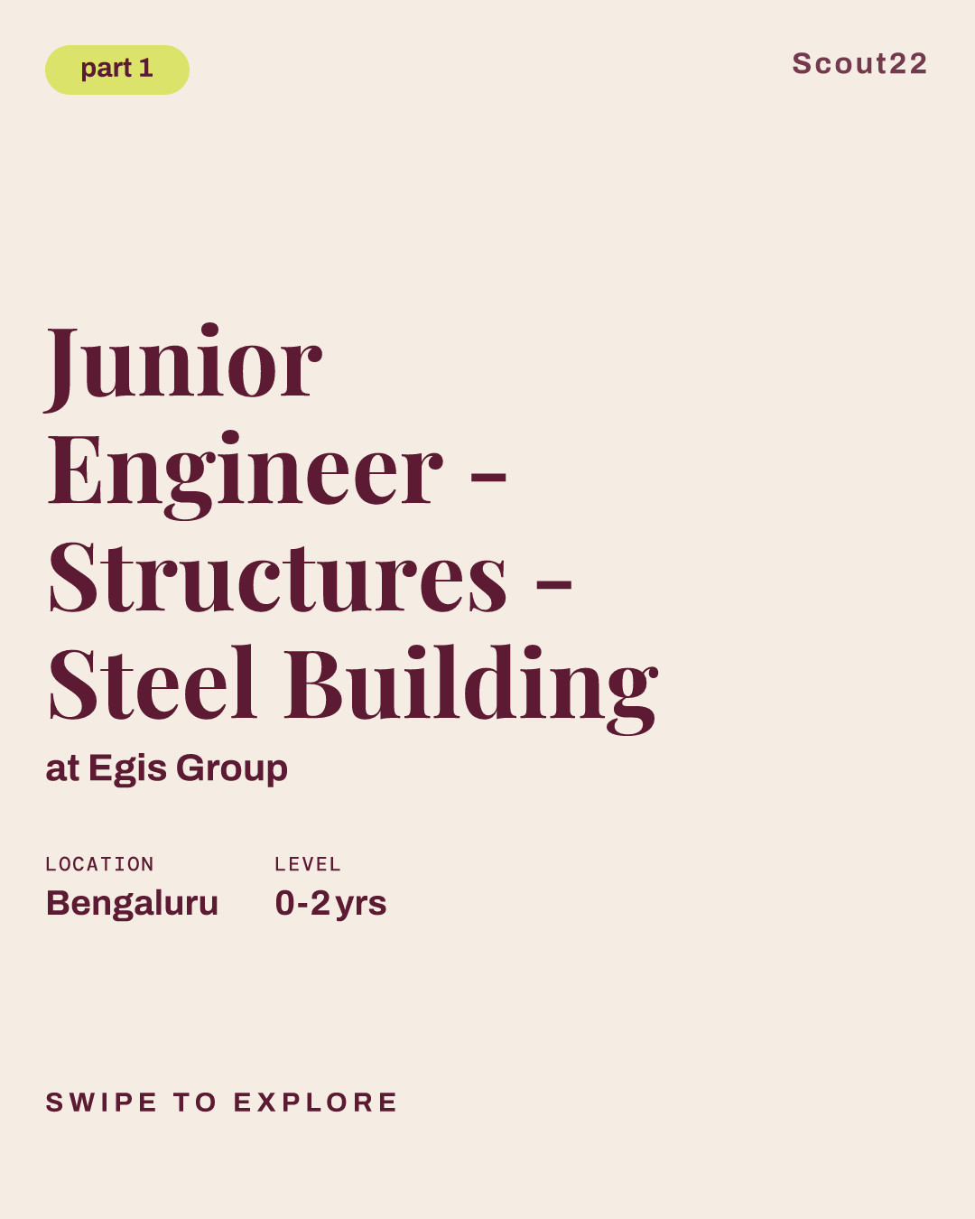 Junior Engineer - Structures - Steel Building at Egis Group