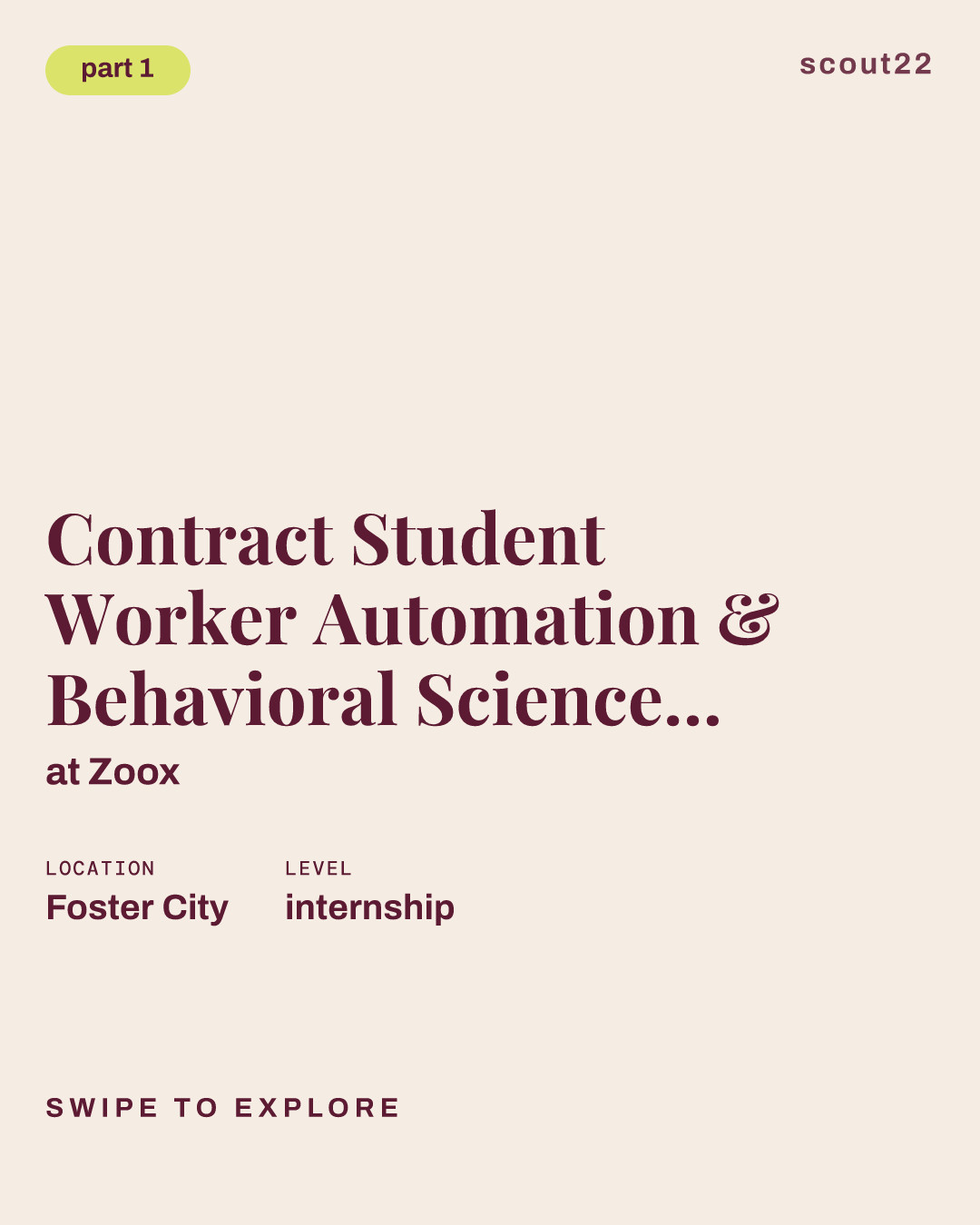 Contract Student Worker Automation & Behavioral Science Engineer at Zoox