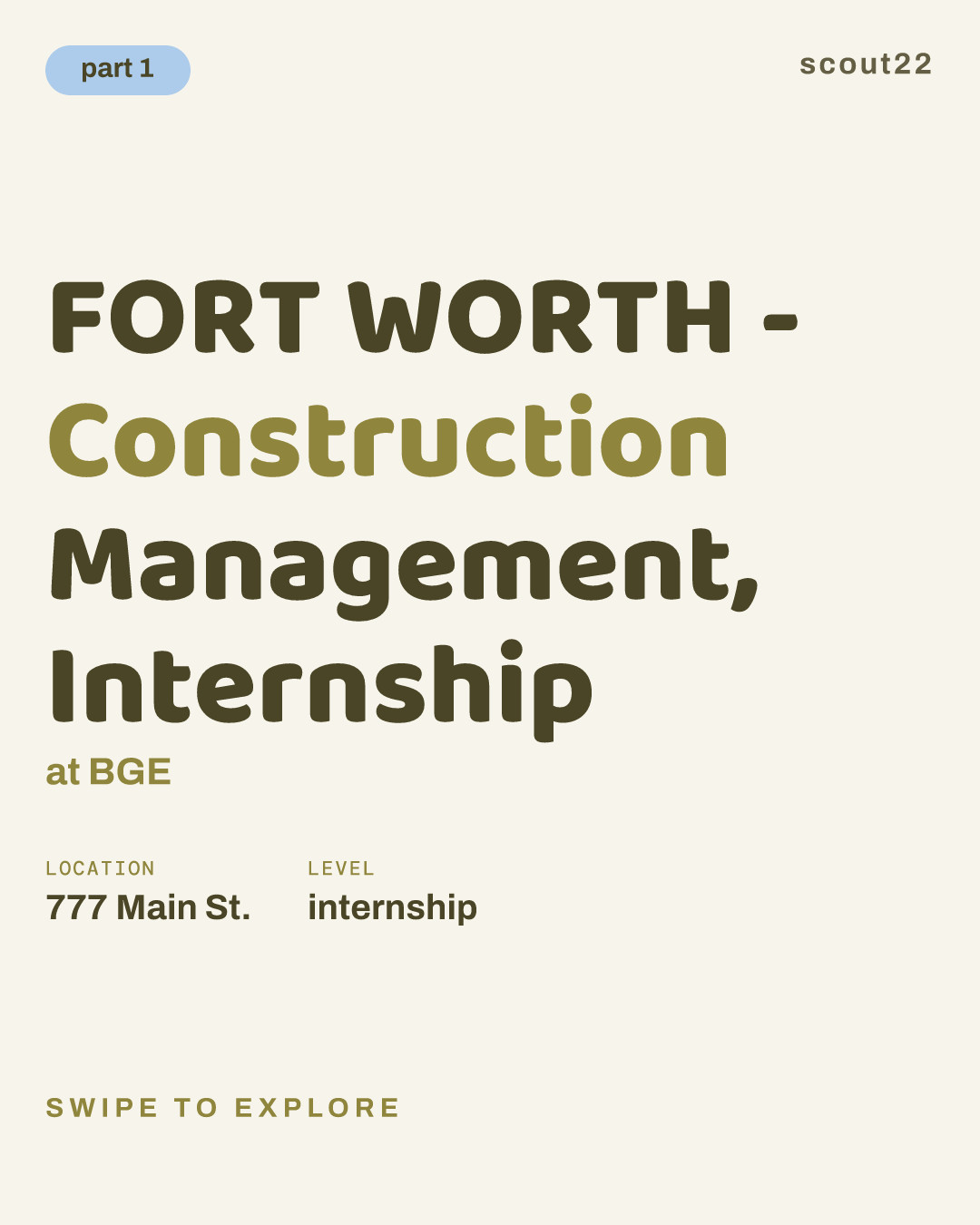 FORT WORTH - Construction Management, Internship at BGE