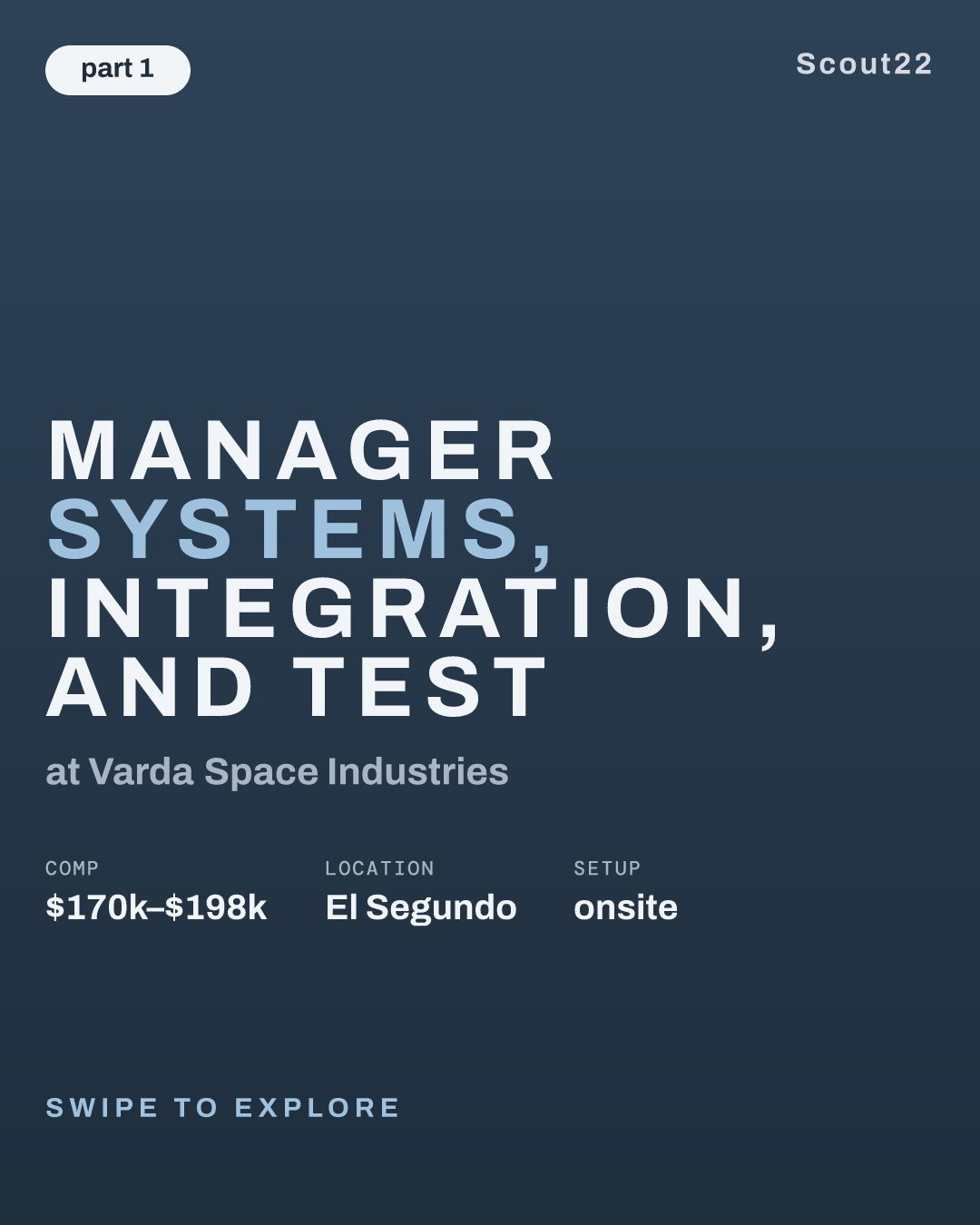 Manager Systems, Integration, and Test at Varda Space Industries
