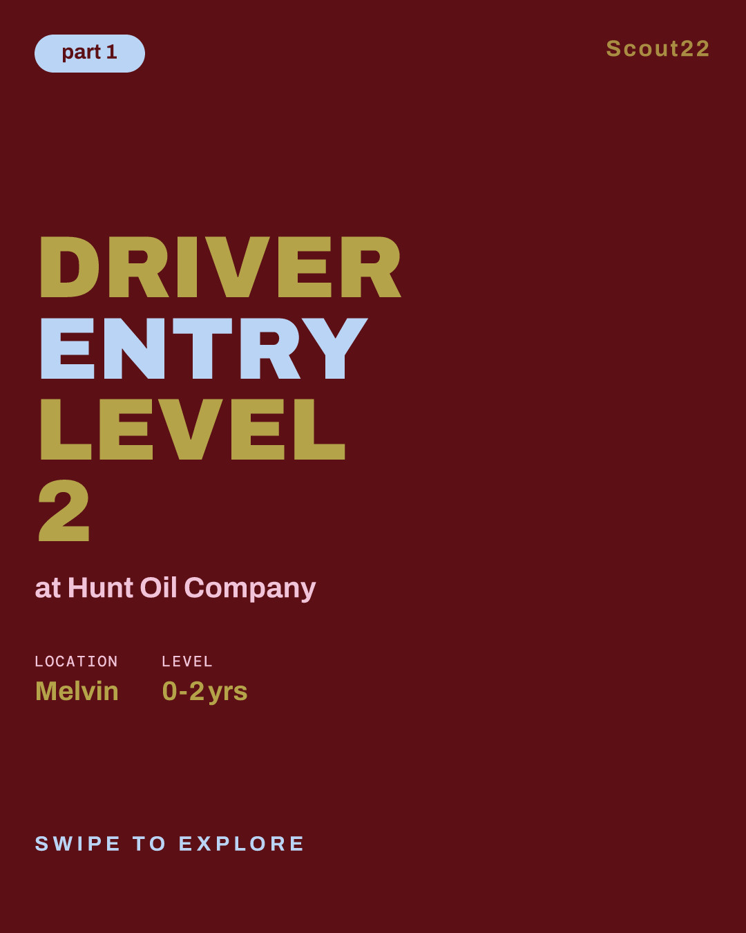 Driver Entry Level 2 at Hunt Oil Company