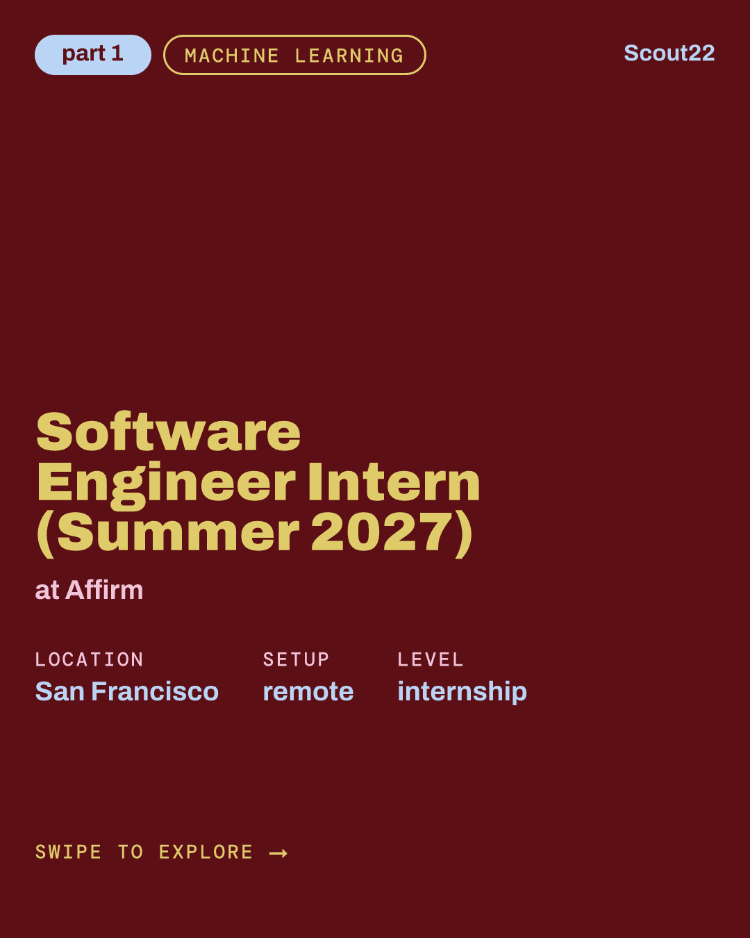 Software Engineer (Machine Learning) Intern (Summer 2027) at Affirm