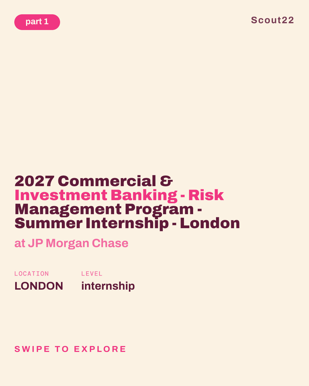 2027 Commercial & Investment Banking - Risk Management Program - Summer Internship - London at JP Morgan Chase