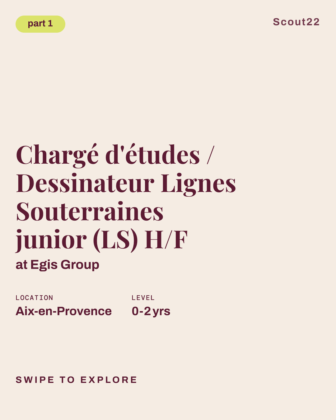 Chargé d'études / Dessinateur Lignes Souterraines junior (LS) H/F at Egis Group