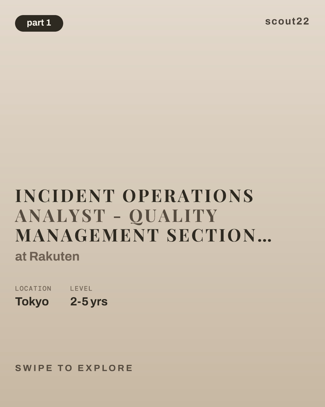 Incident Operations Analyst - Quality Management Section, IT Strategy Department (ITSD) at Rakuten
