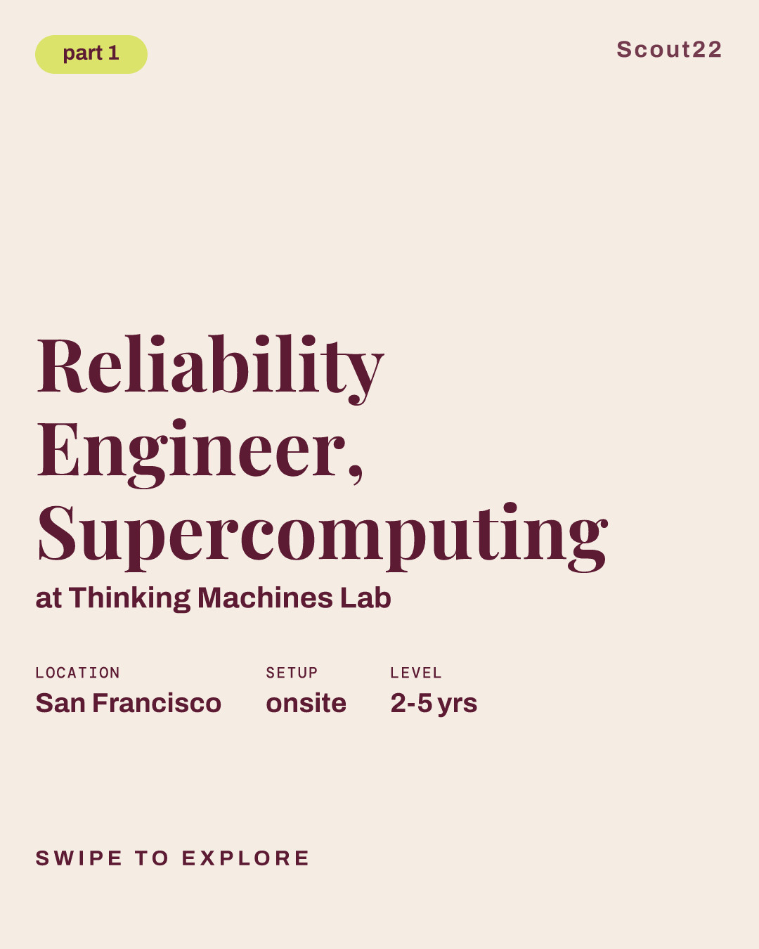 Reliability Engineer, Supercomputing at Thinking Machines Lab