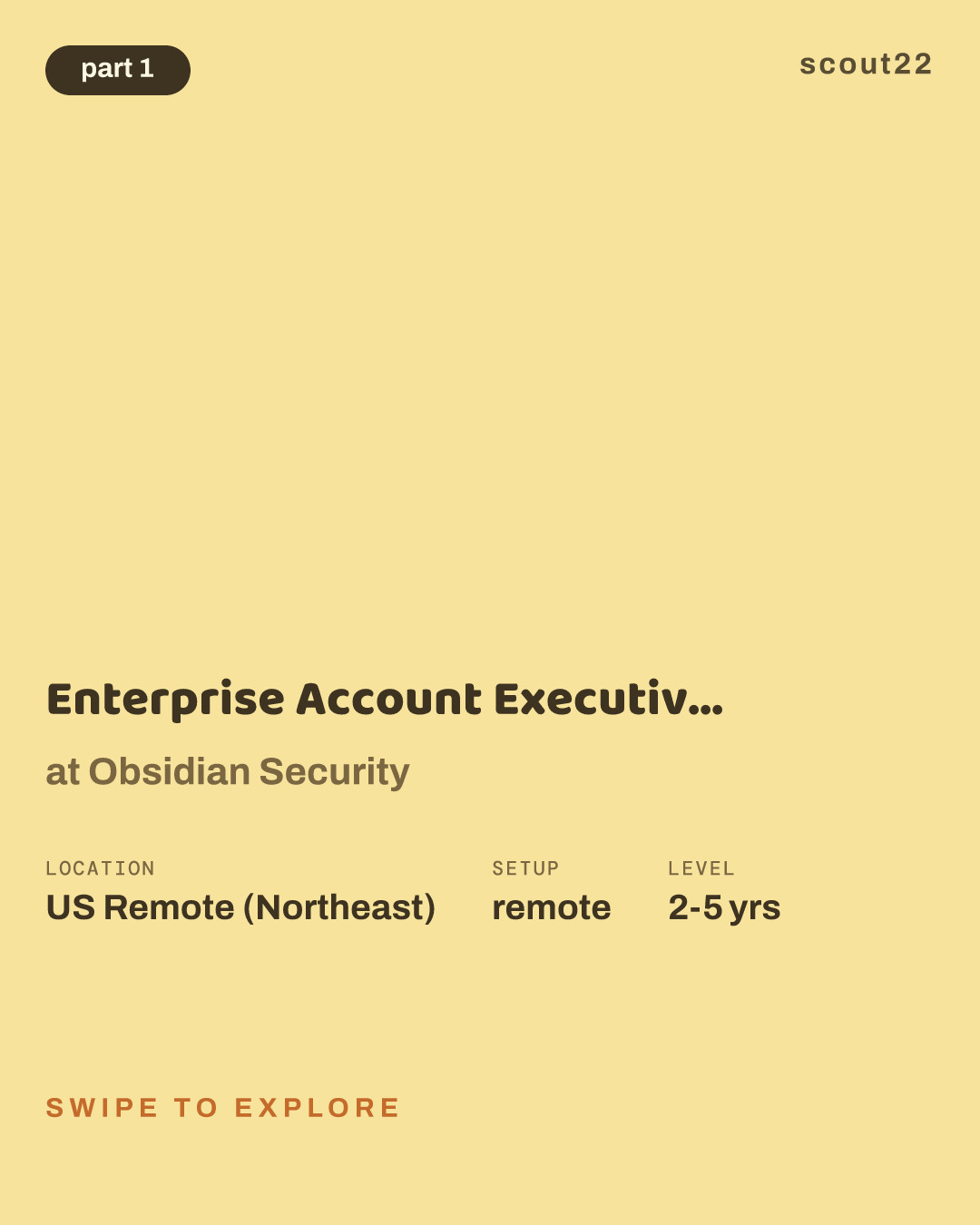 Enterprise Account Executive - East (New York) at Obsidian Security