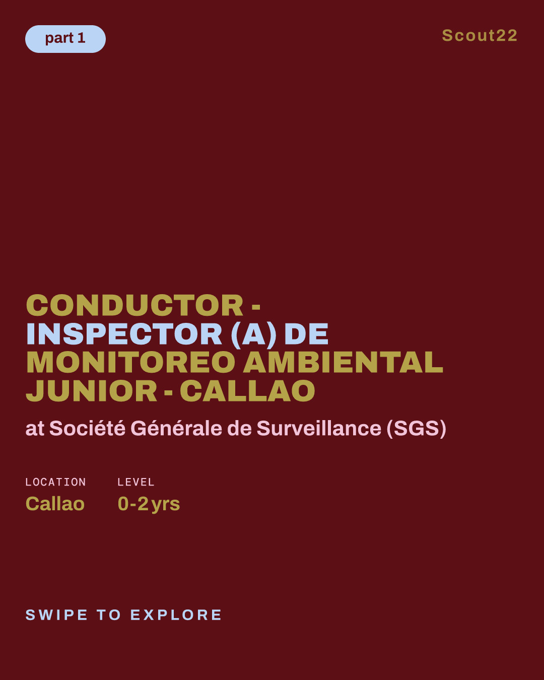 Conductor - Inspector (a) de Monitoreo Ambiental junior - Callao at Société Générale de Surveillance (SGS)