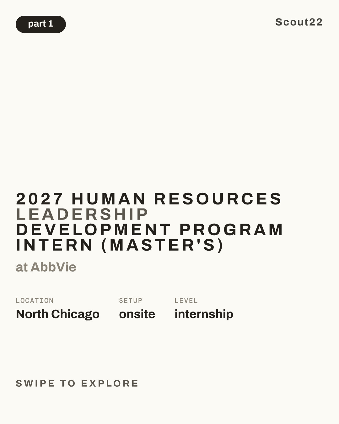 2027 Human Resources Leadership Development Program Intern (Master's) at AbbVie