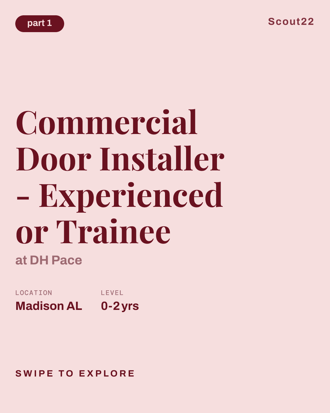 Commercial Door Installer - Experienced or Trainee at DH Pace