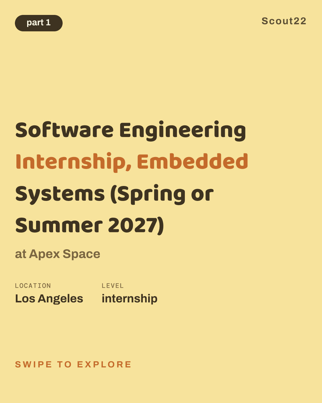Software Engineering Internship, Embedded Systems (Spring or Summer 2027) at Apex Space