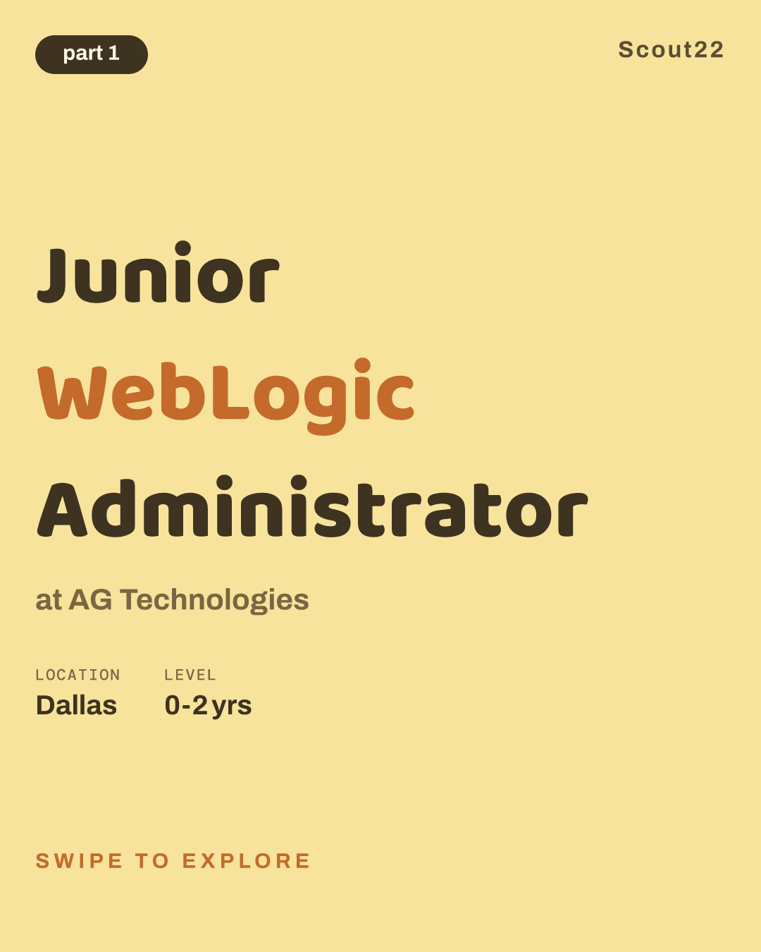 Junior WebLogic Administrator at AG Technologies