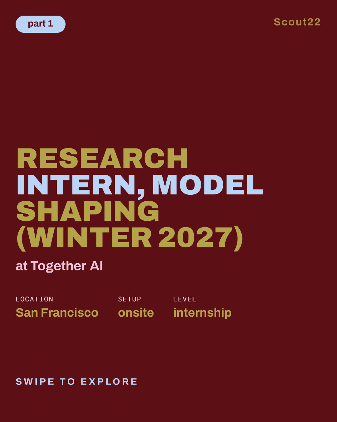 Research Intern, Model Shaping (Winter 2027) at Together AI