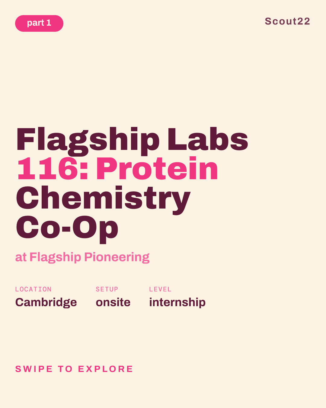 Flagship Labs 116: Protein Chemistry Co-Op at Flagship Pioneering