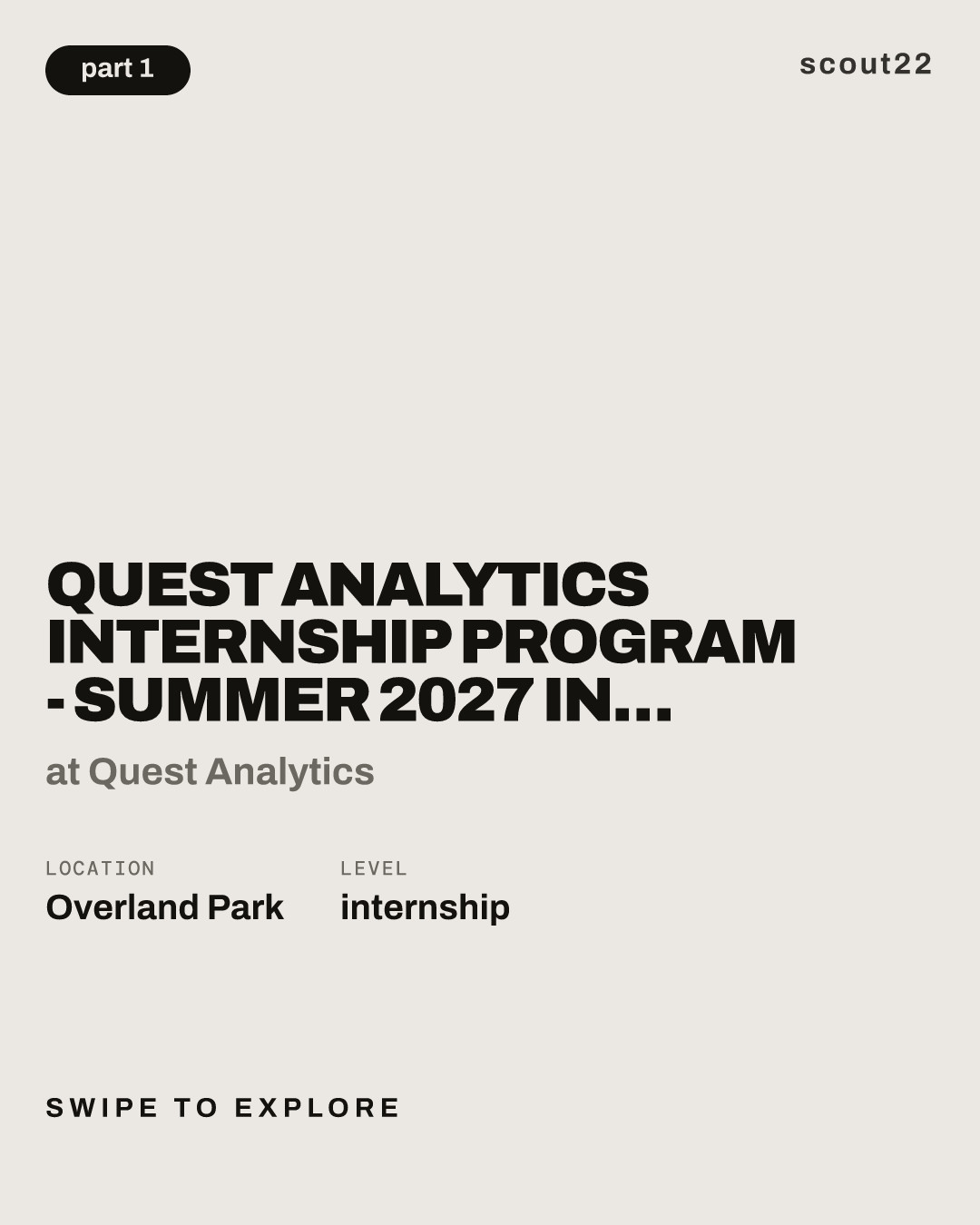 Quest Analytics Internship Program - Summer 2027 in Kansas City at Quest Analytics