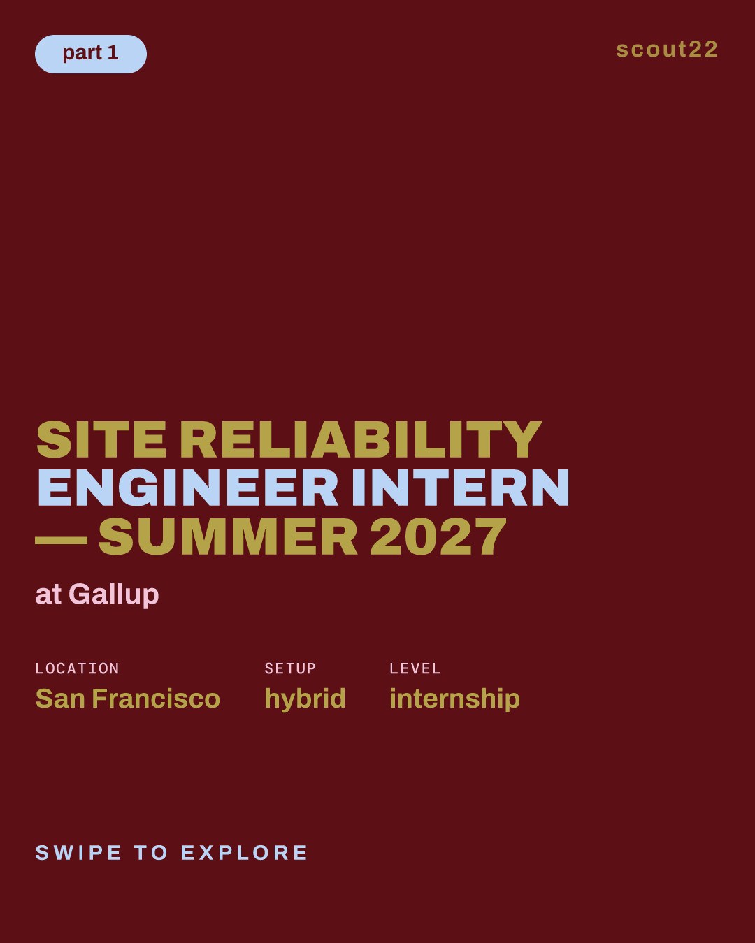 Site Reliability Engineer Intern — Summer 2027 at Gallup