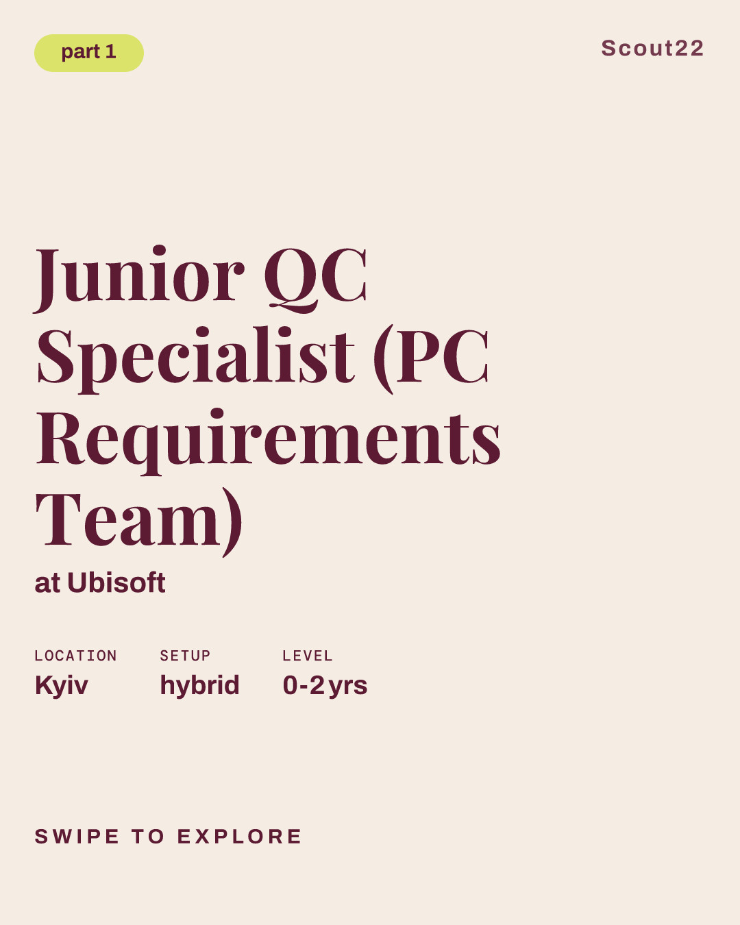 Junior QC Specialist (PC Requirements Team) at Ubisoft