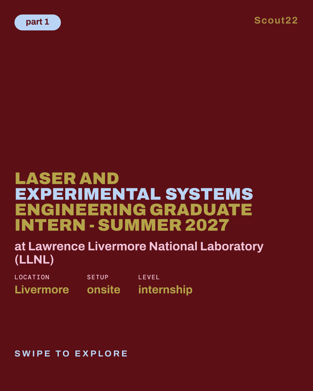 Laser and Experimental Systems Engineering Graduate Intern - Summer 2027 at Lawrence Livermore National Laboratory (LLNL)