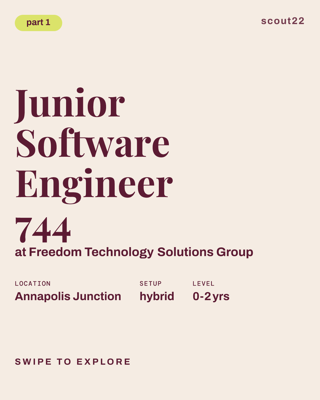 Junior Software Engineer 744 at Freedom Technology Solutions Group